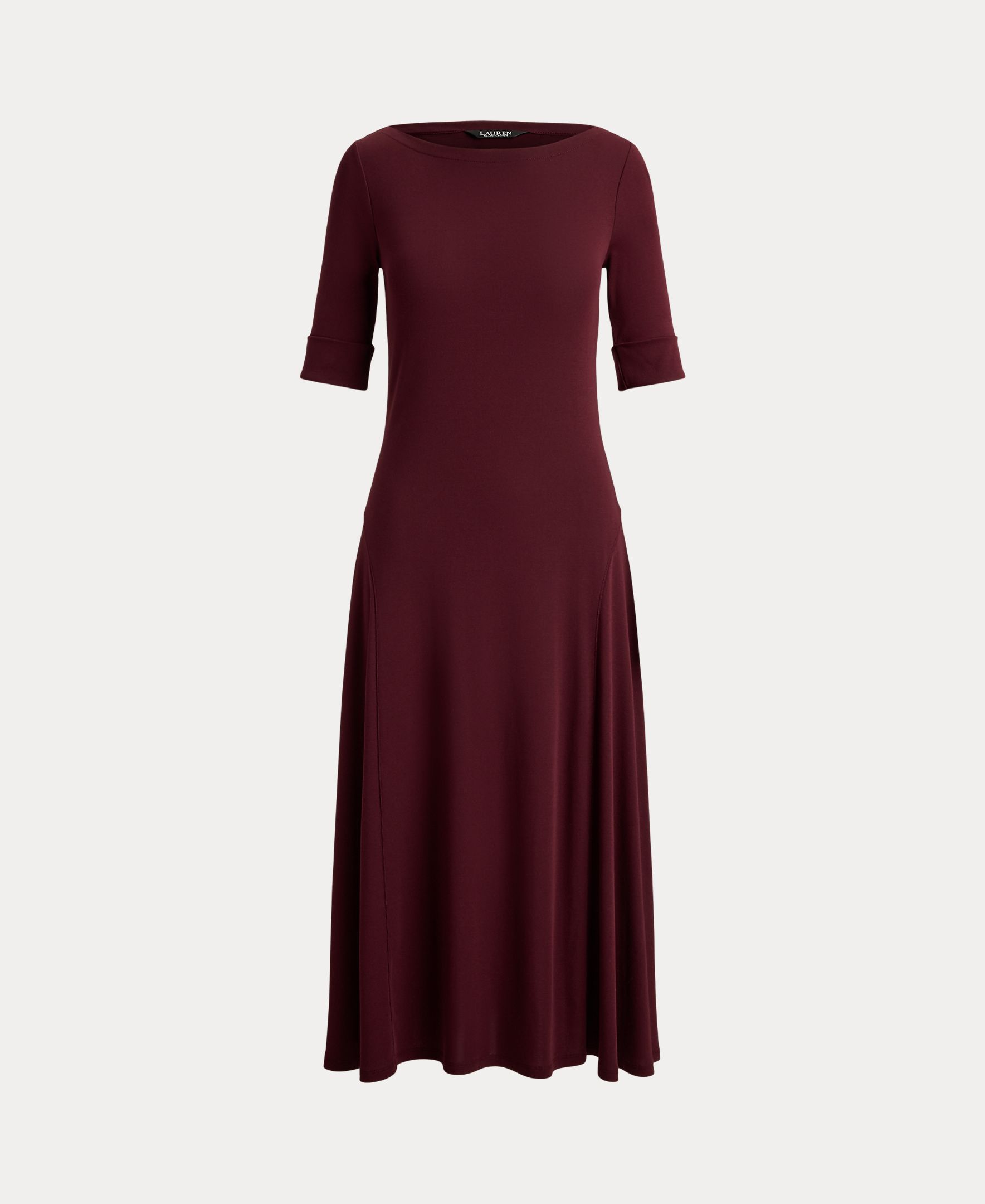 Vestido Midi de Algodão com Decote à Barco, Disponível em Tamanhos Grandes Grená-6