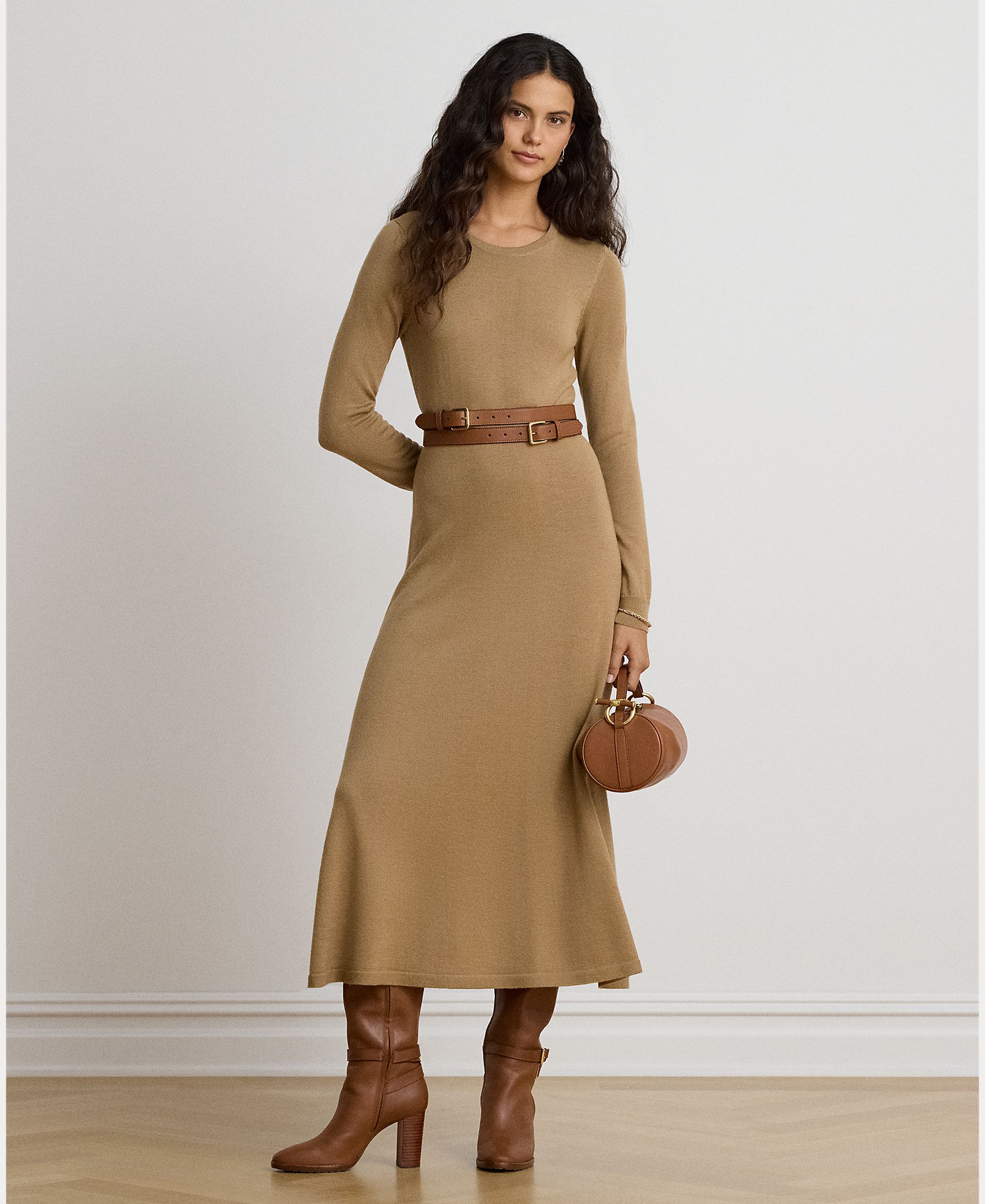 Imagem 0 de Vestido Midi de Lã com Decote Redondo