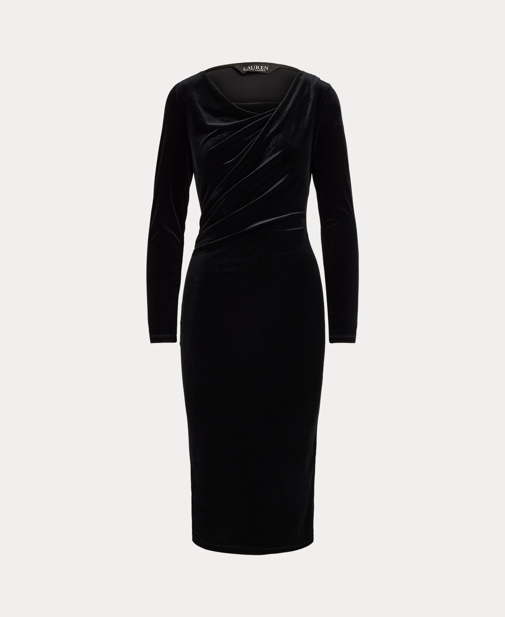 Vestido Midi de Cocktail de Veludo Preto-6