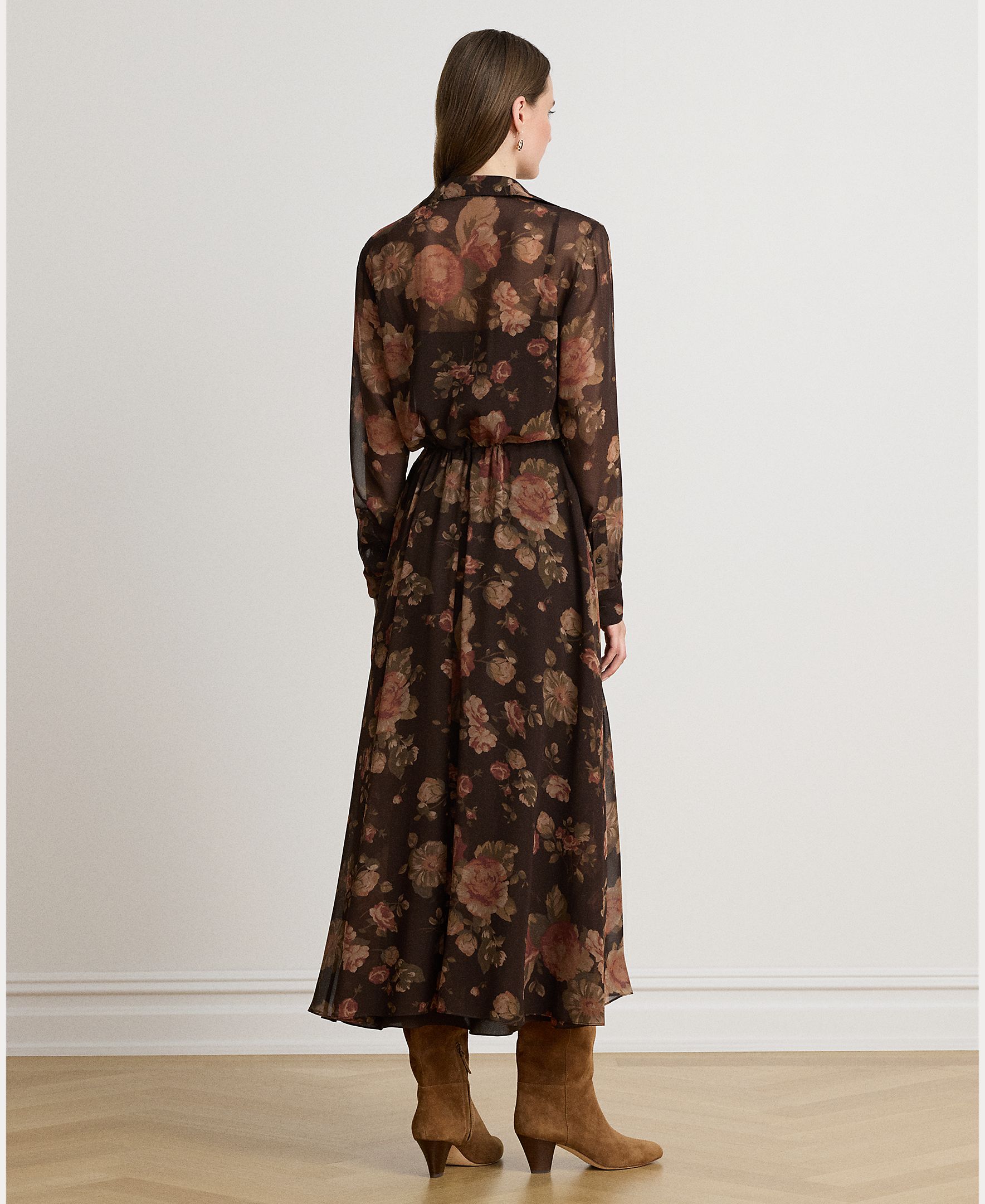 Vestido Camiseiro Midi com Estampado Castanho-4