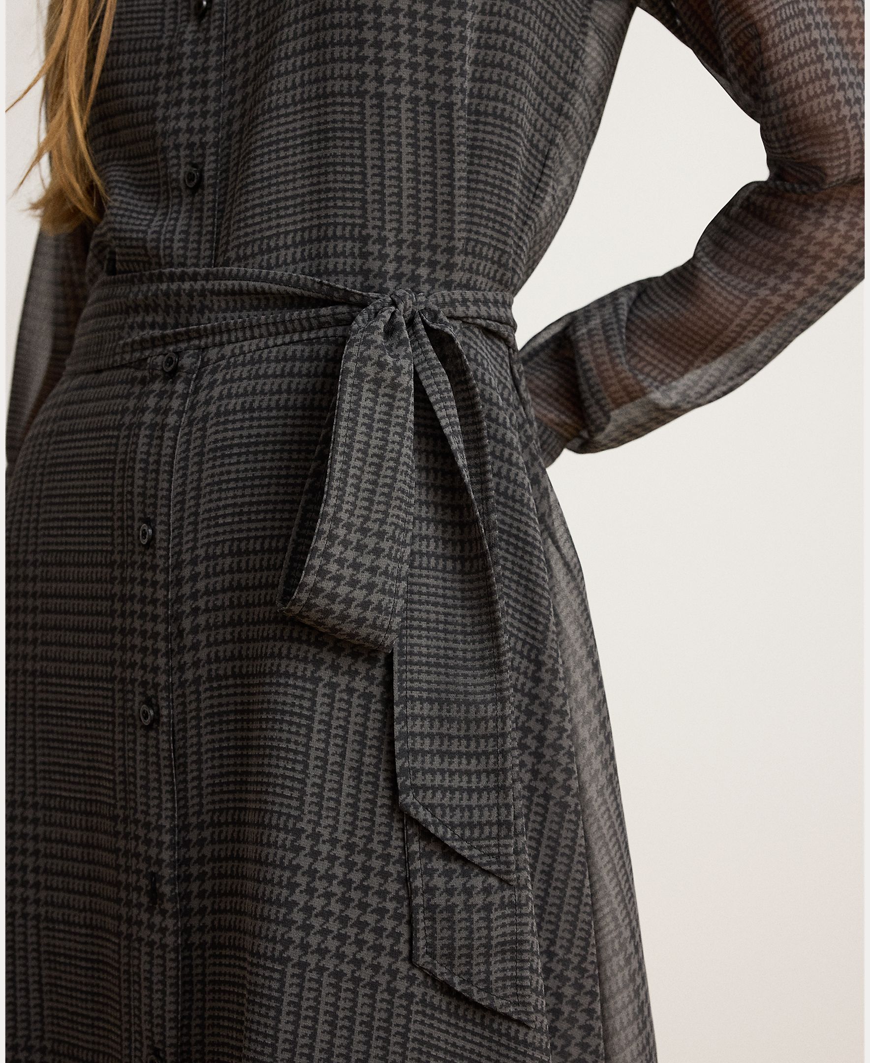 Vestido camiseiro midi com cinto Cinzento-escuro-5