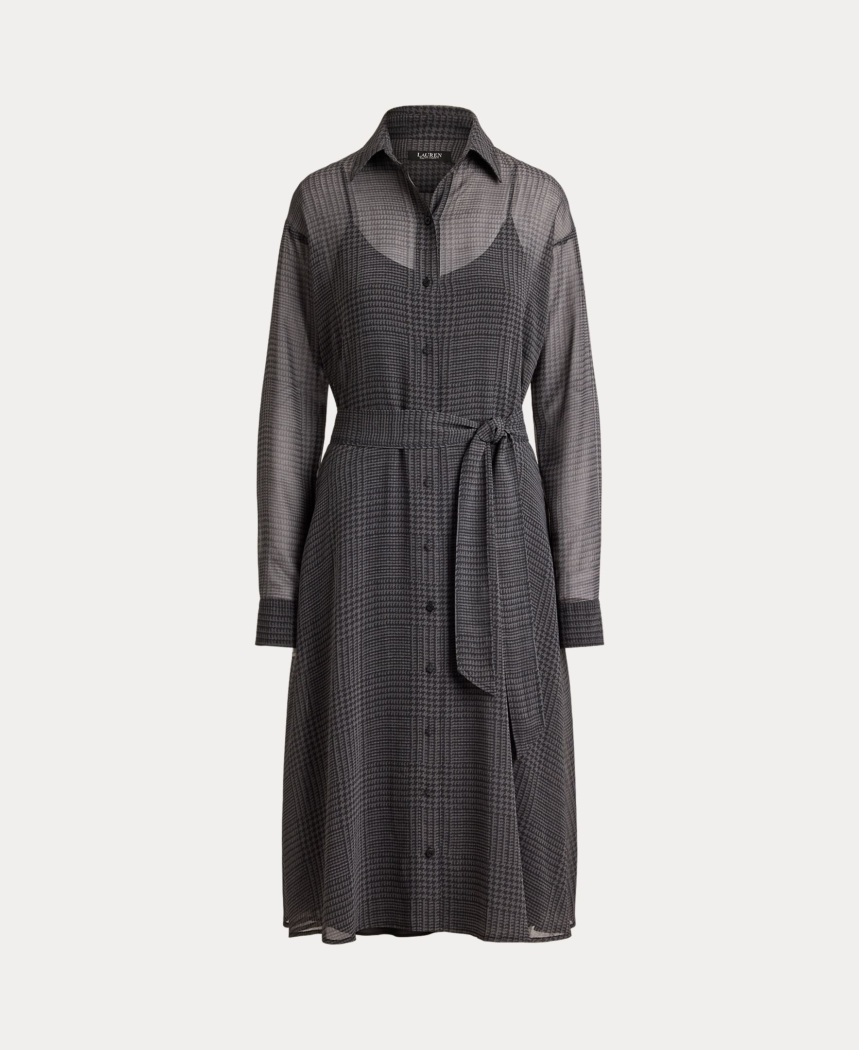 Vestido camiseiro midi com cinto Cinzento-escuro-10