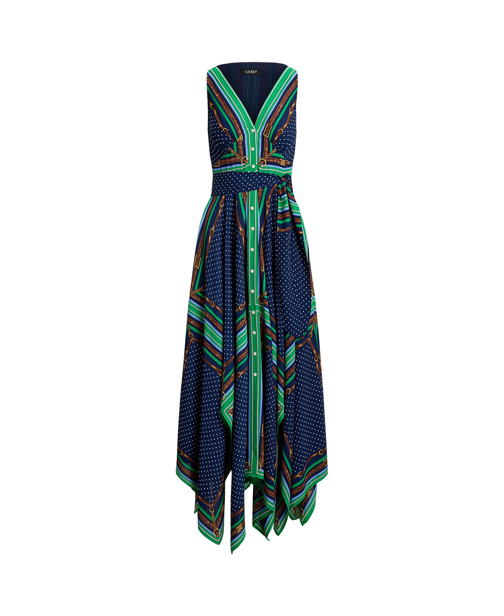 Vestido Comprido com Parte Inferior Assimétrica Azul-5