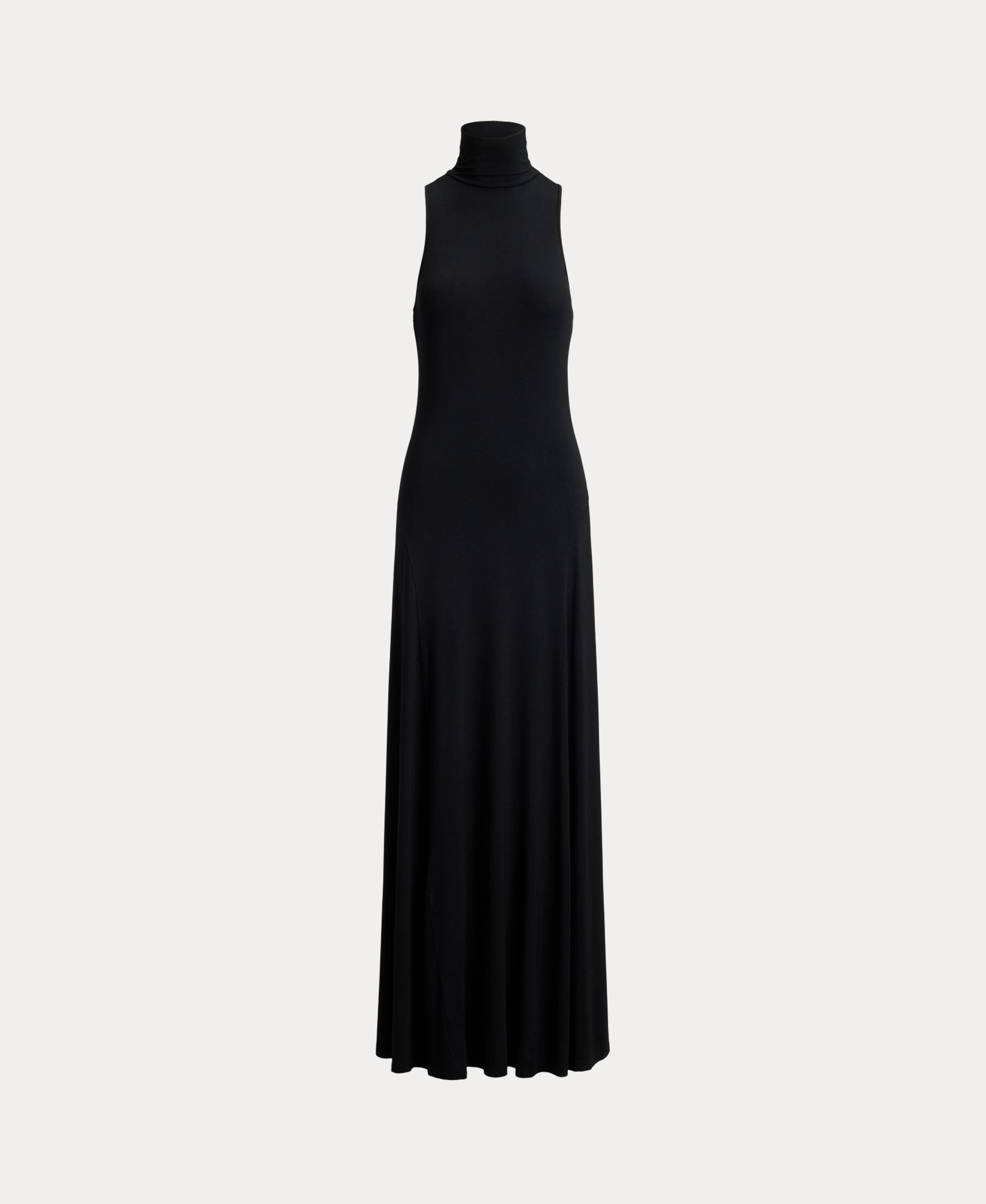 Vestido Comprido sem Mangas e com Gola Alta Preto-7