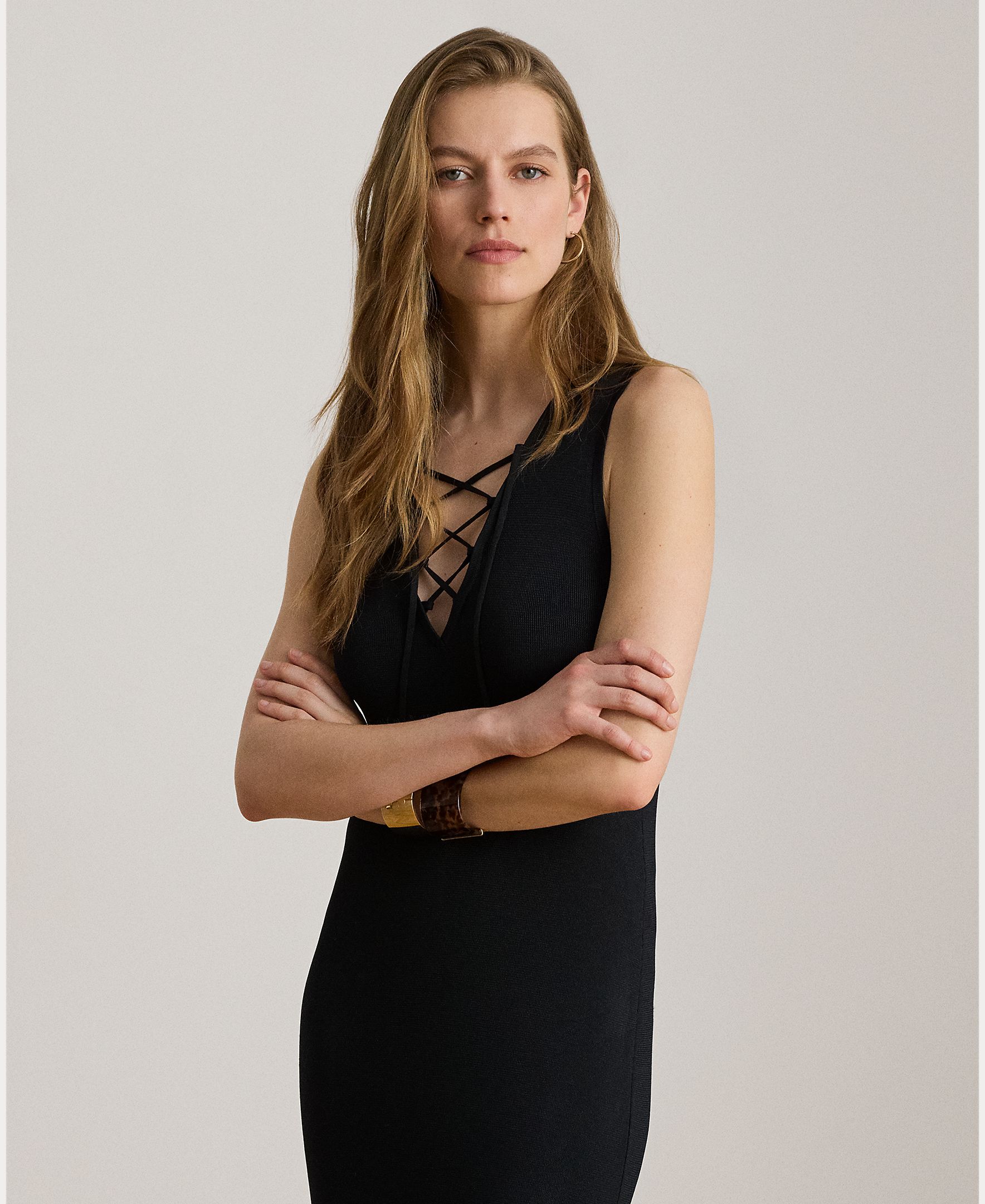 Vestido Comprido com Laço Preto-3