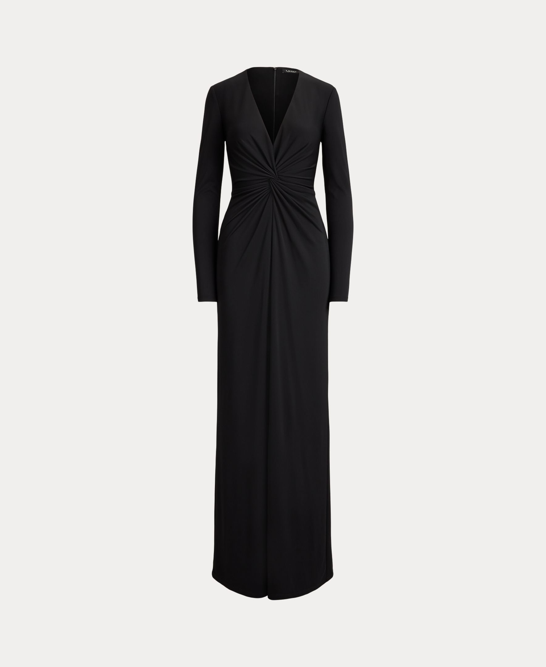 Vestido Comprido Tamanhos Grandes com Nó na Cintura Preto-5