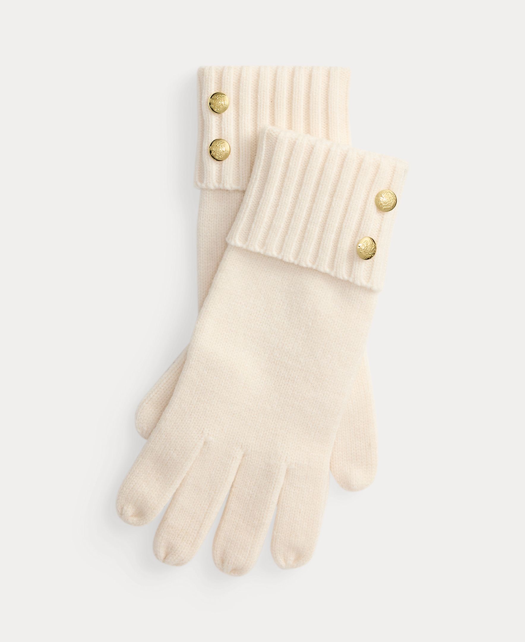Imagen 1 de Guantes de mujer de punto con botones de escudo - Lauren Ralph Lauren - Crema Crema