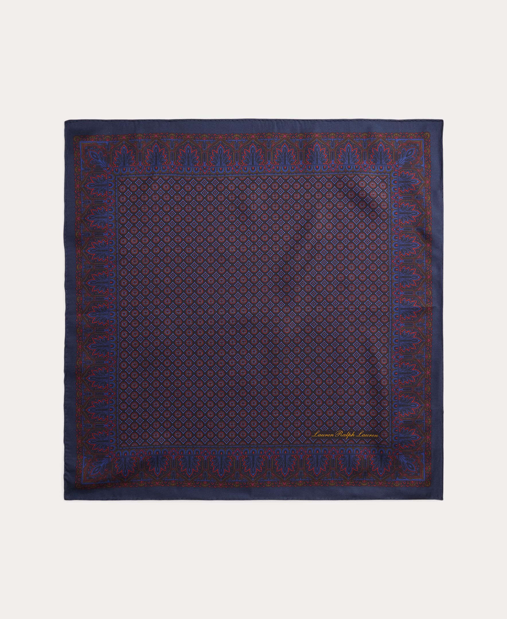 Lenço Quadrado de Seda com Estampado Azul-marinho-2