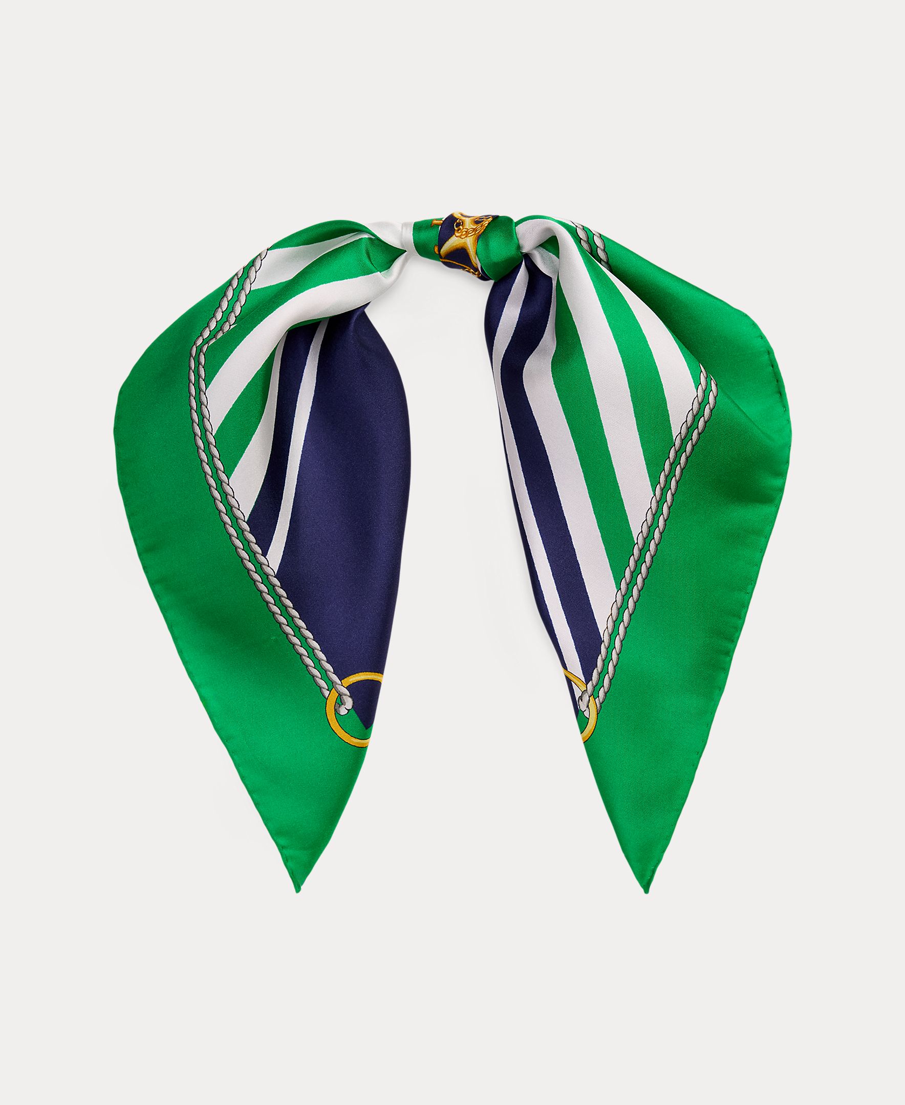 Lenço Quadrado de Seda com Estampado Verde-1