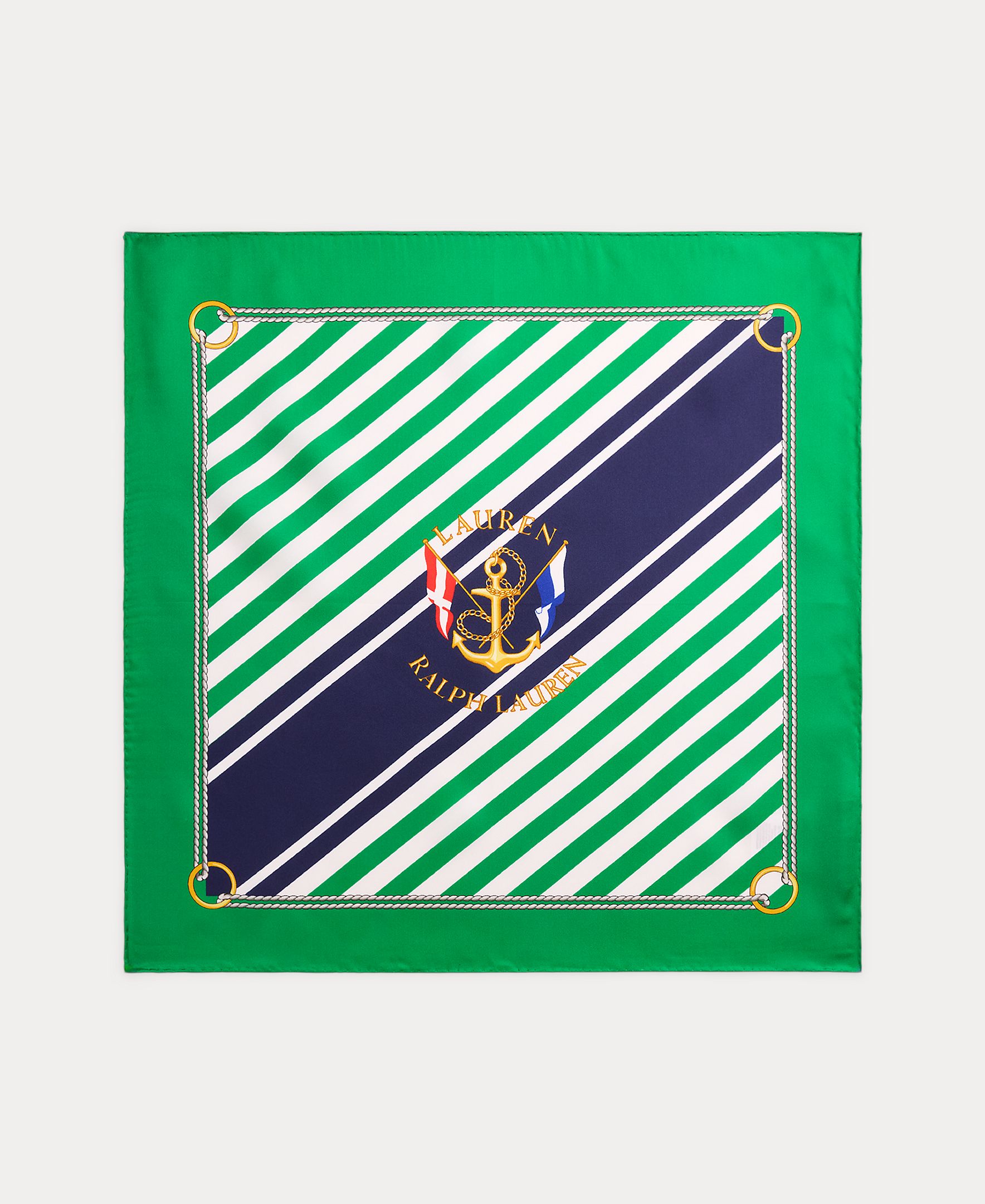 Lenço Quadrado de Seda com Estampado Verde-2