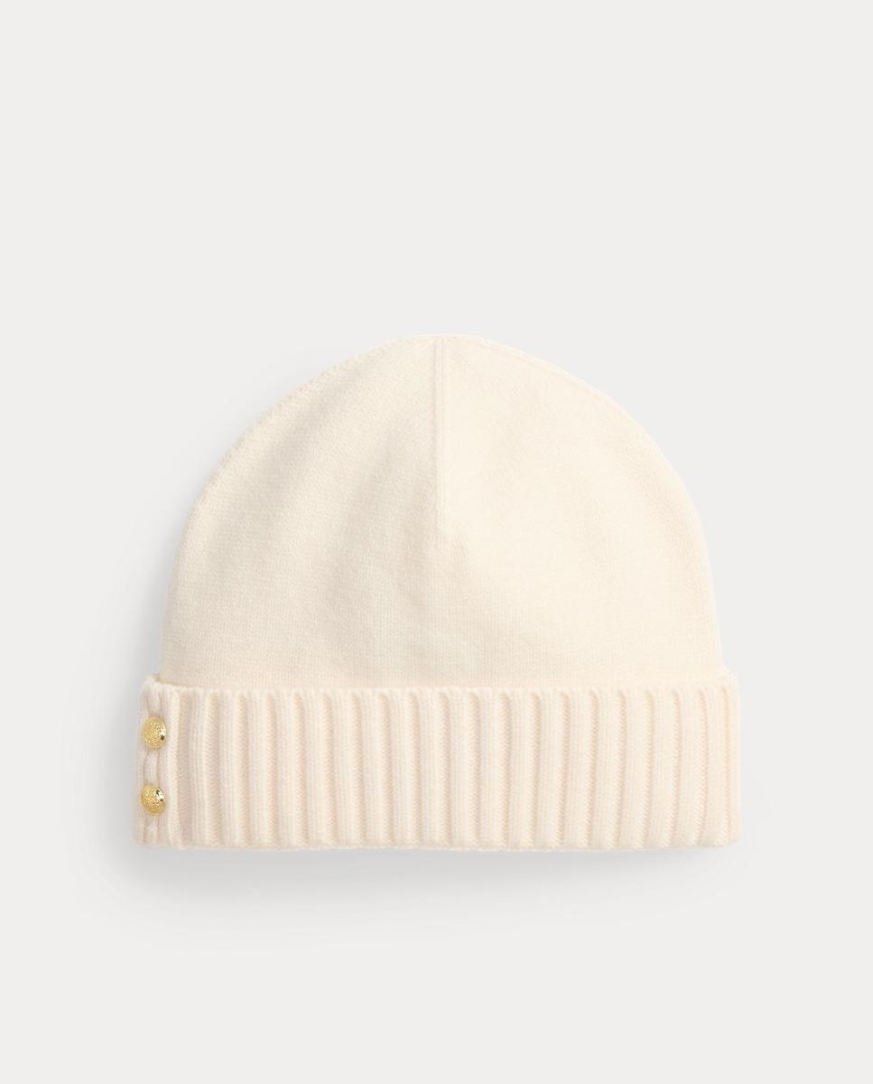 Gorro de mujer de punto con botones - Lauren Ralph Lauren - Crema Crema-1