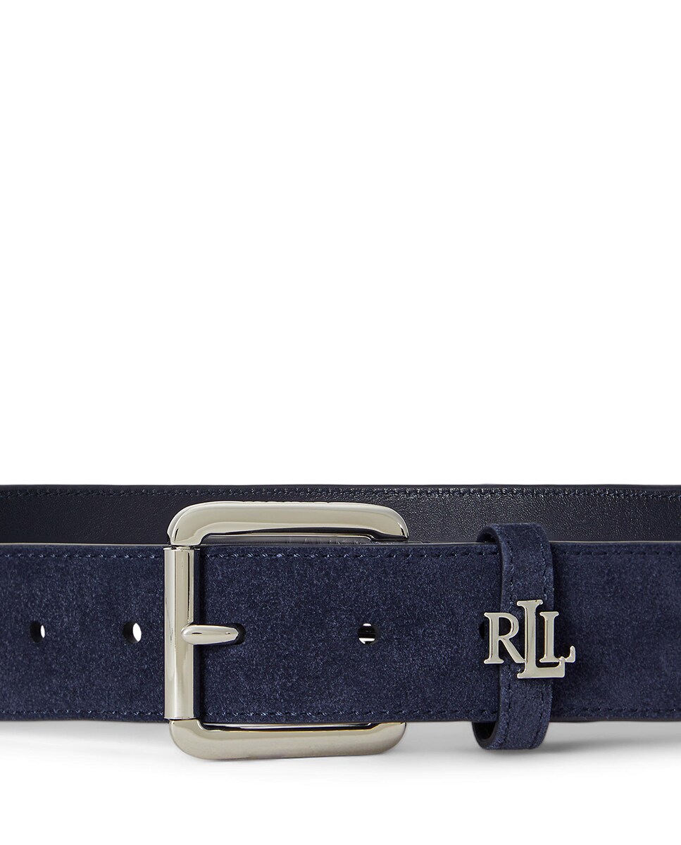 Cinto em Pele com Fivela de Logótipo Azul-marinho-2