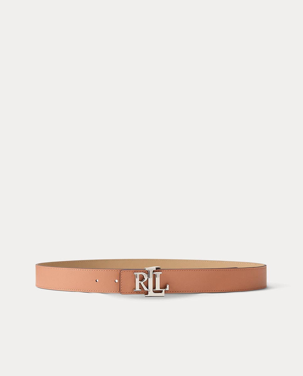 Imagen 0 de Cinturón de mujer reversible de piel con logotipo Rosa claro