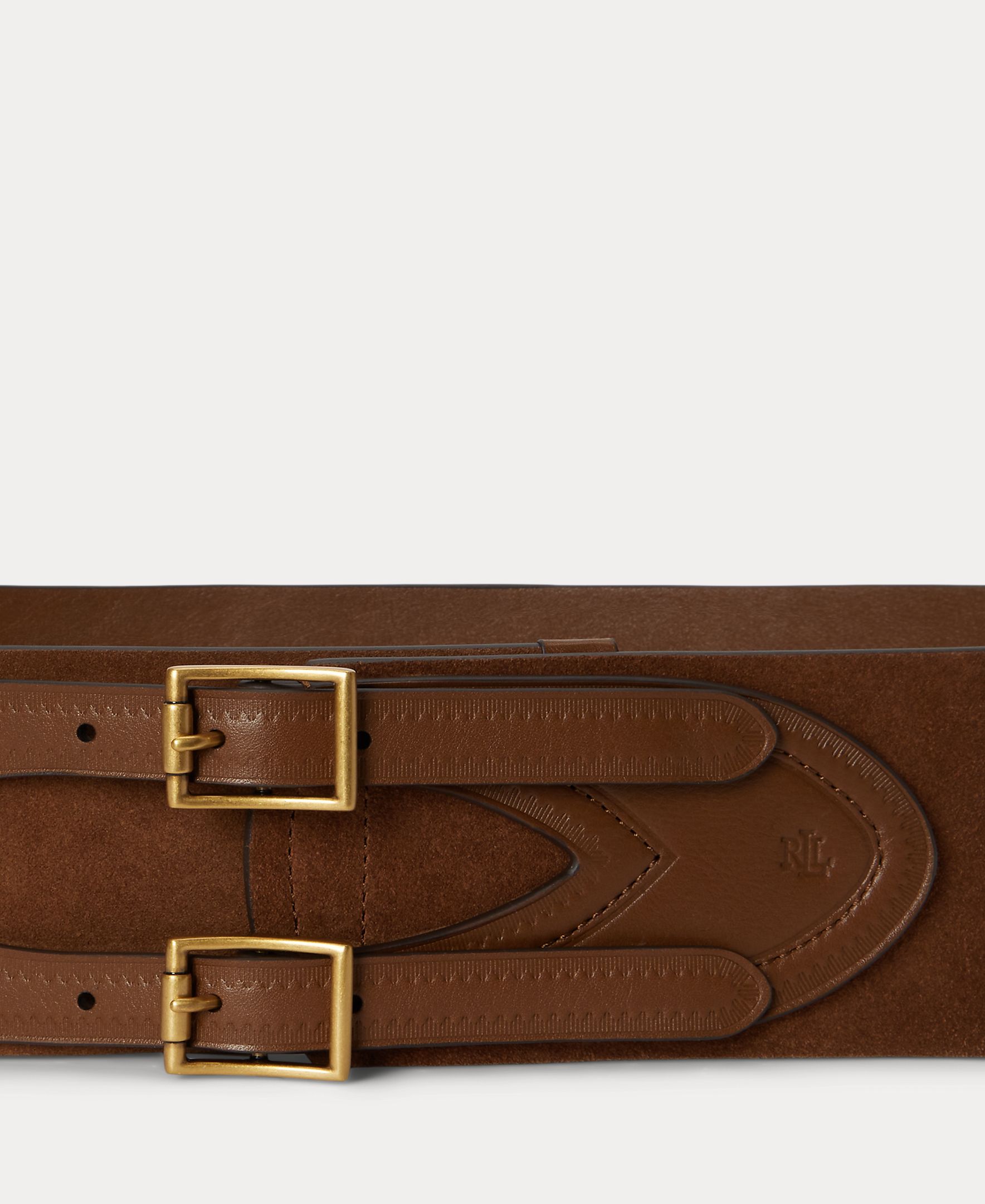 Cinturón de mujer de piel con hebilla doble - Polo Ralph Lauren - Marrón Marrón-2