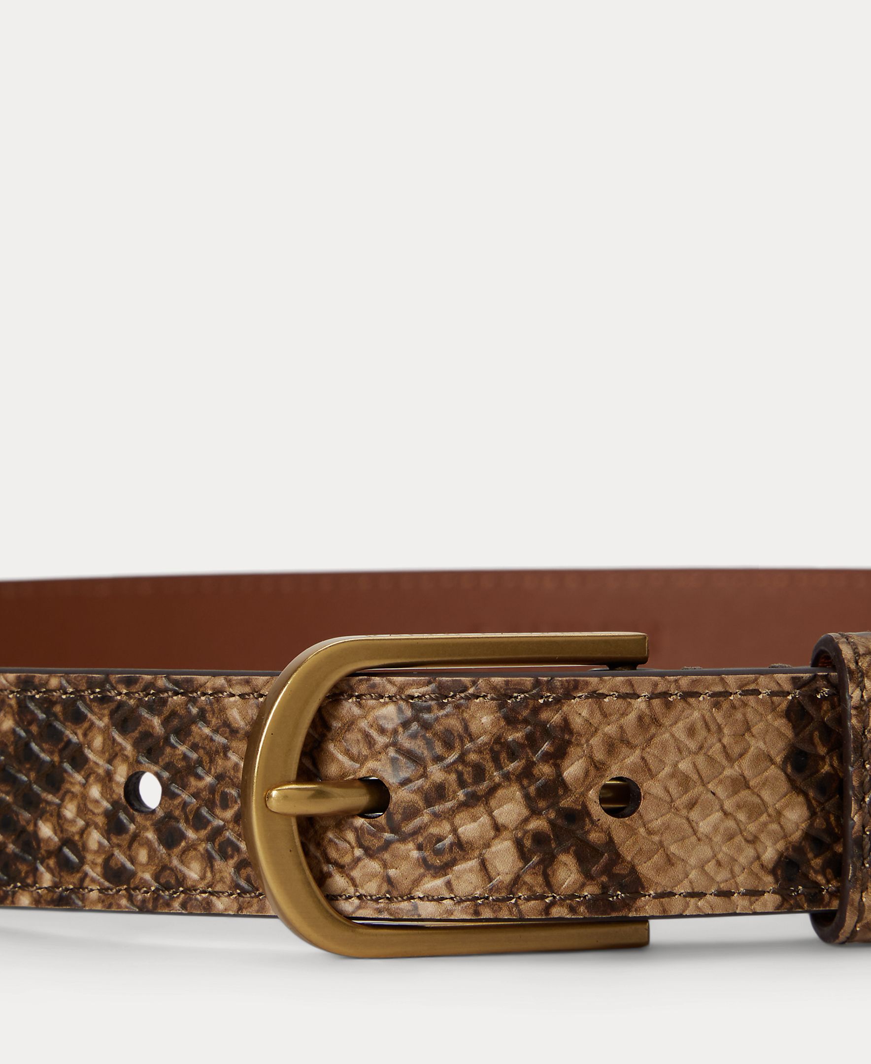 Cinturón de mujer de piel con print de serpiente - Polo Ralph Lauren - Marrón claro Marrón claro-2