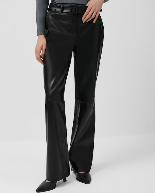 Imagem 0 de Calças Regular de Napa com Cinto