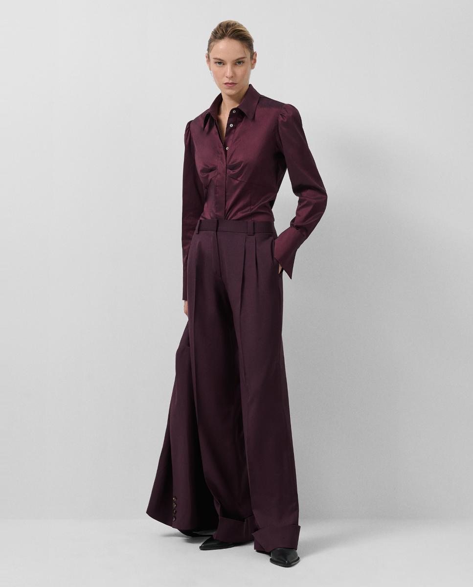 Calças com Pinças, Corte Masculino e Lã Telha-5