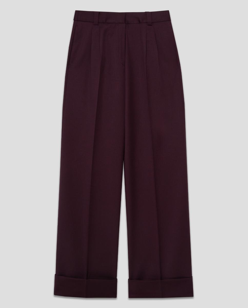 Calças com Pinças, Corte Masculino e Lã Telha-8