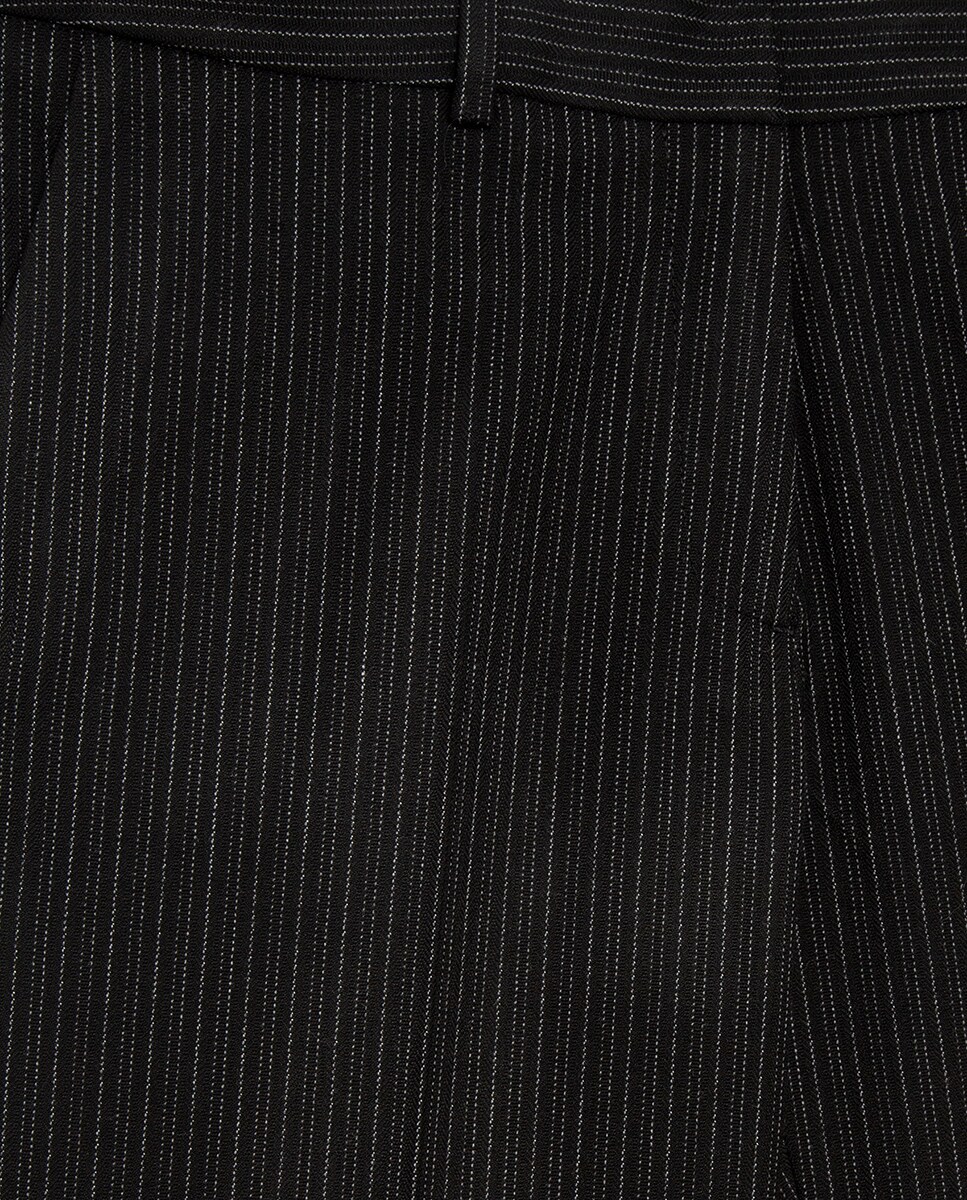 Calças Regular com Padrão Espinha de Peixe de Canutilho Preto-6