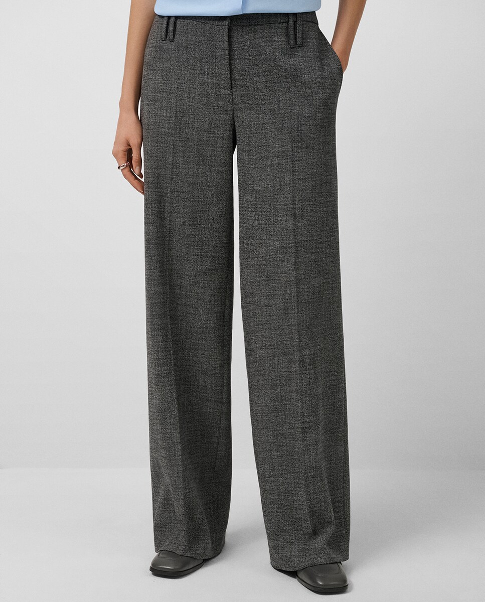 Calças Regular com Presilha Dupla Cinzento-escuro-2