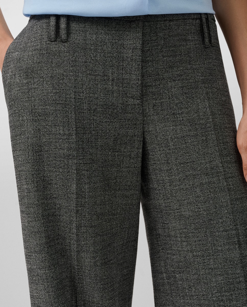 Calças Regular com Presilha Dupla Cinzento-escuro-3