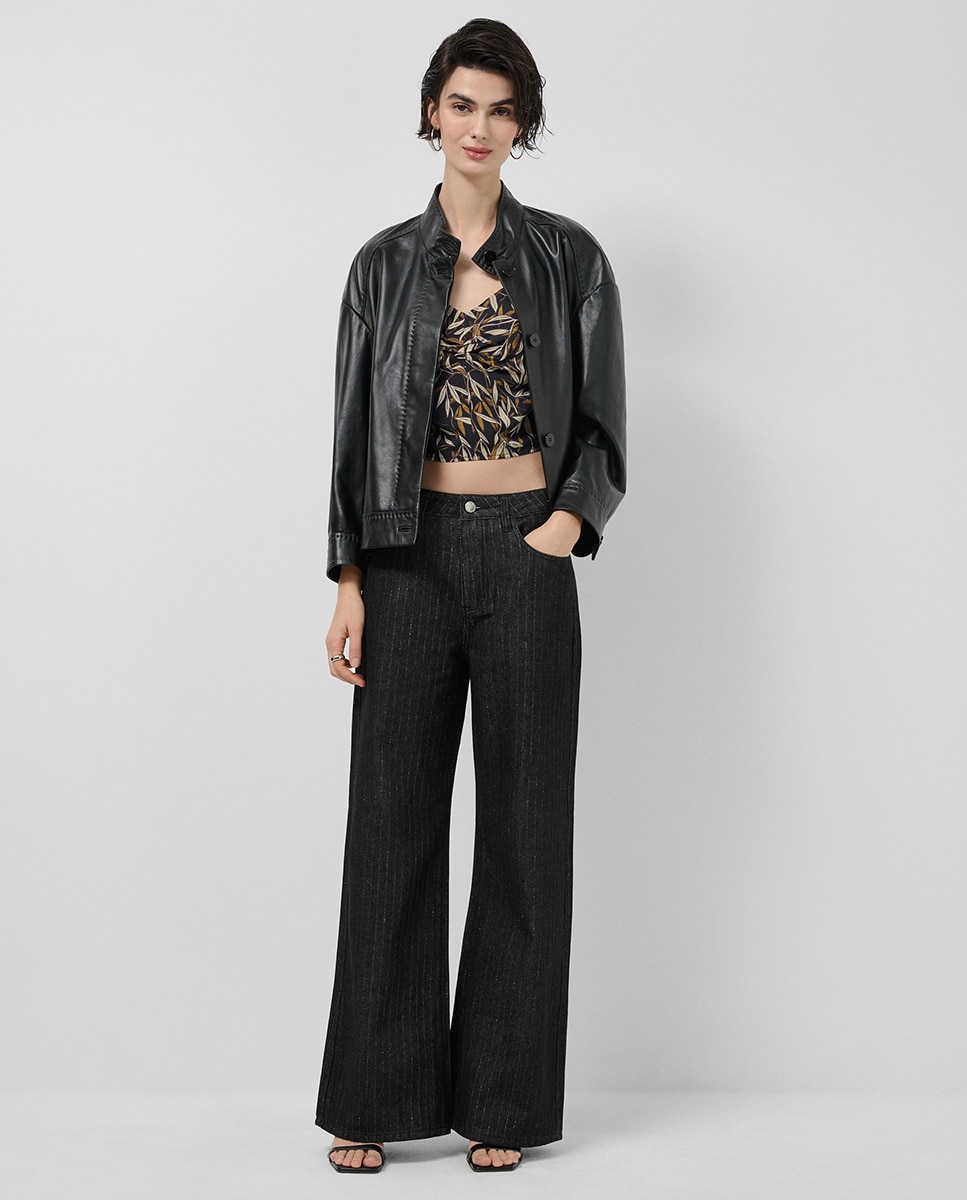 Imagem 0 de Jeans Largas com Fio Metalizado