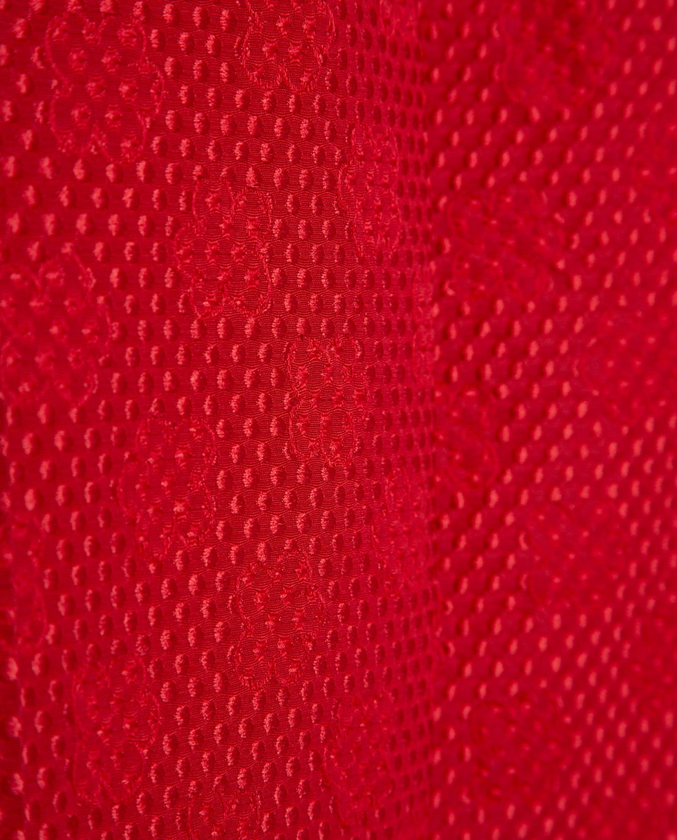Calças Regular de Piqué com Desenho Floral Coral-6