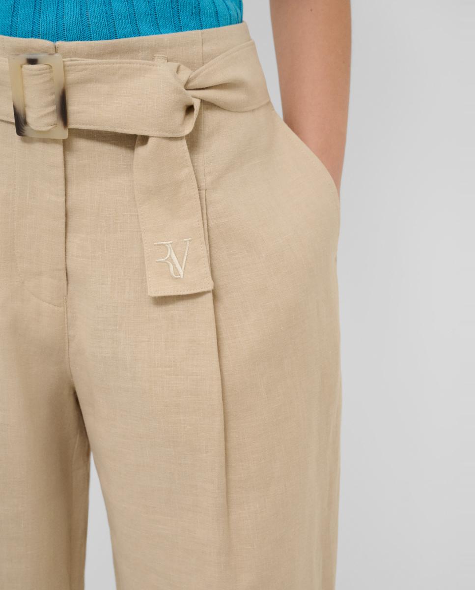 Calças fluidas de mulher com cinto Branco-gelo-3