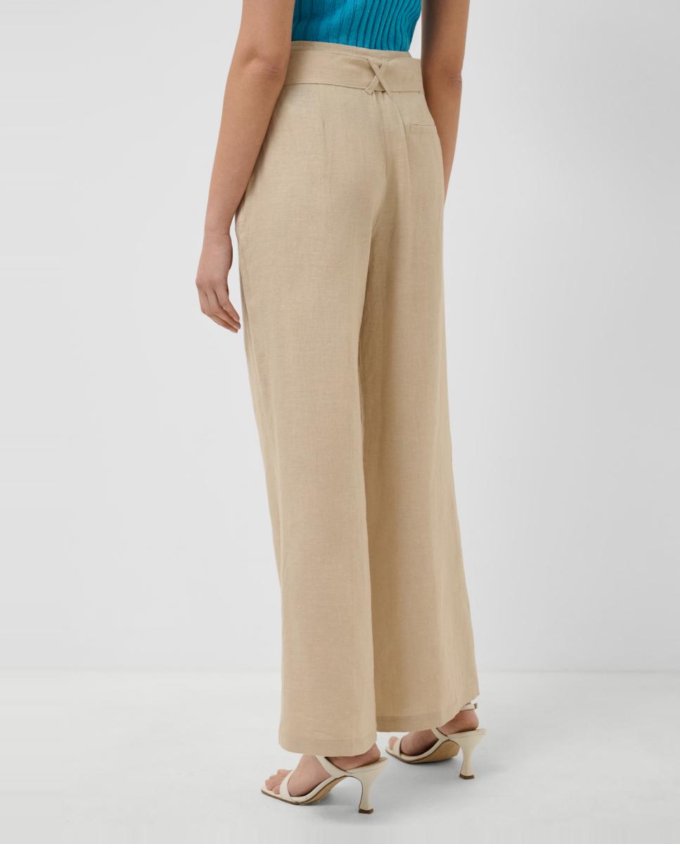 Calças fluidas de mulher com cinto Branco-gelo-4