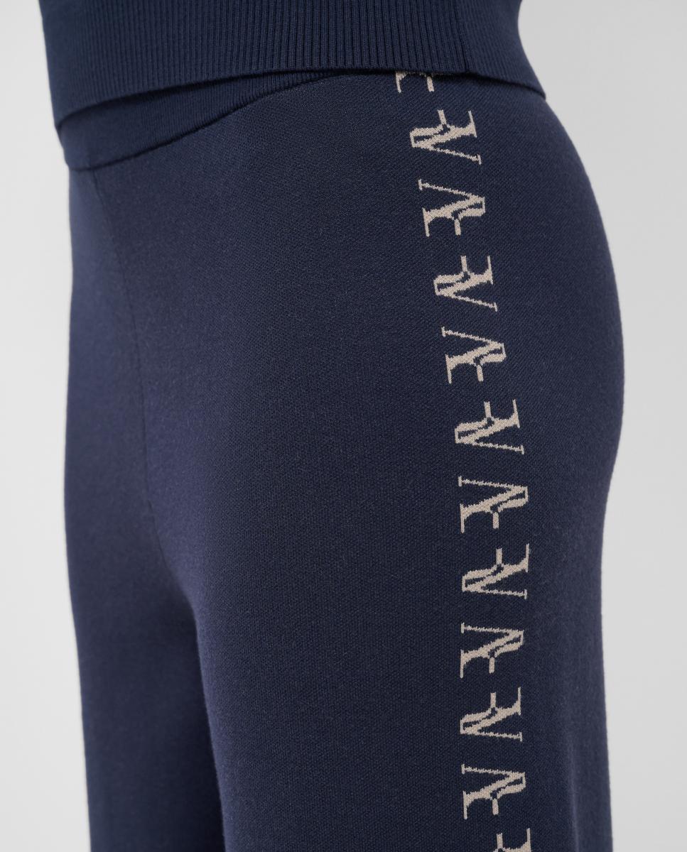 Calças de Malha com Jacquard RV nos Lados Azul-marinho-3