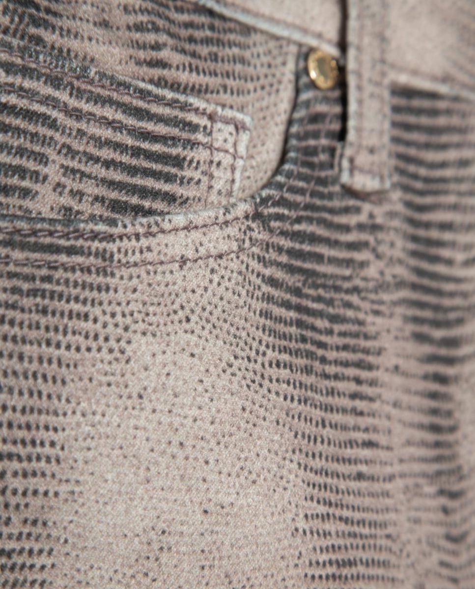 Calças de Cinco Bolsos com Animal Print Castanho-6