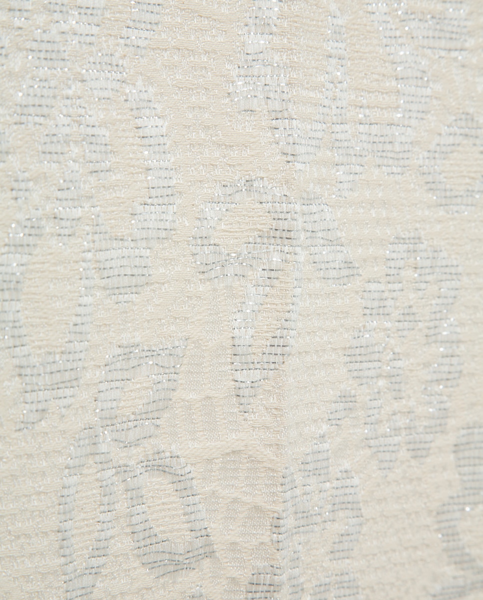 Calças Regular com Jacquard Floral Branco-gelo-6