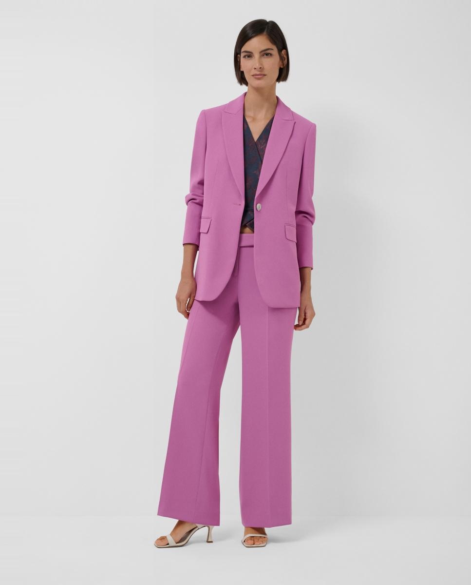 Calças Regular em Crepe Rosa-5