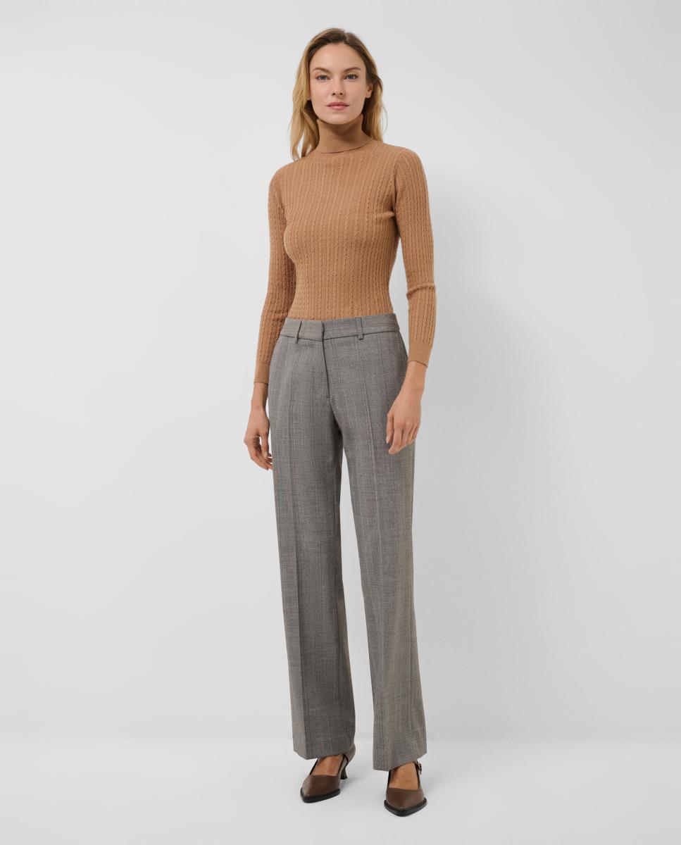 Imagen 0 de Pantalón de mujer recto espiga con raya diplomática Marrón