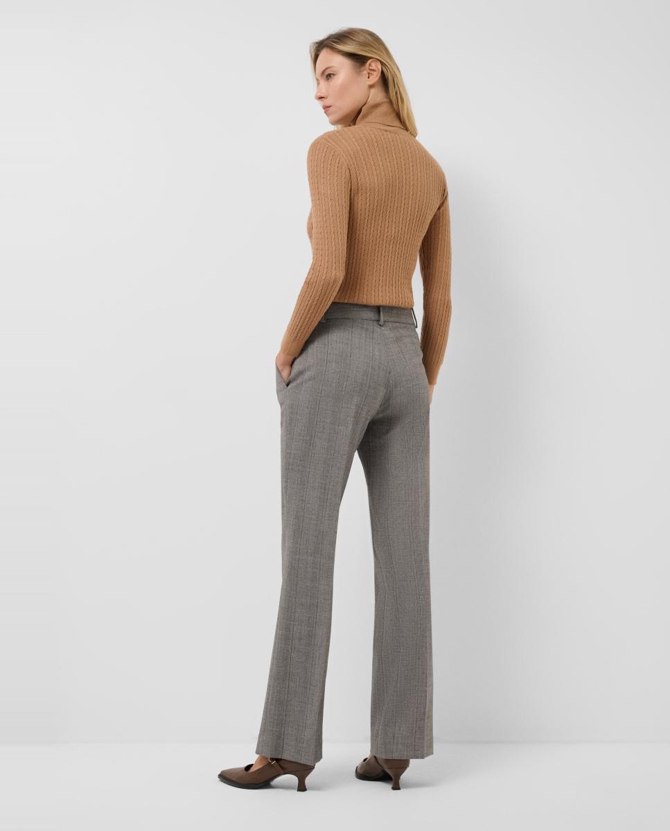Pantalón de mujer recto espiga con raya diplomática - Roberto Verino - Marrón Marrón-4