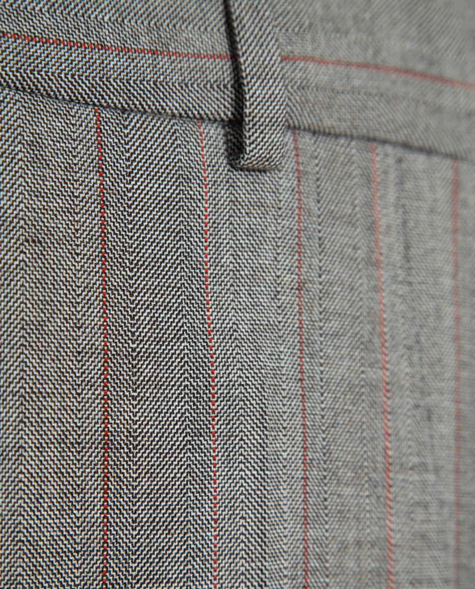 Pantalón de mujer recto espiga con raya diplomática - Roberto Verino - Marrón Marrón-6