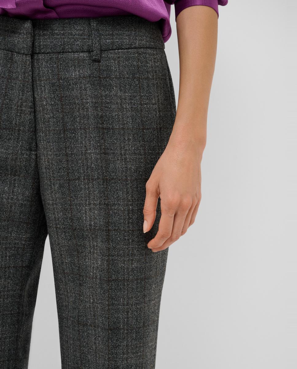 Pantalón de mujer recto lana con dibujo de cuadros - Roberto Verino - Gris oscuro Gris oscuro-3