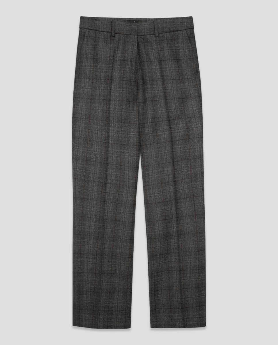 Pantalón de mujer recto lana con dibujo de cuadros - Roberto Verino - Gris oscuro Gris oscuro-6