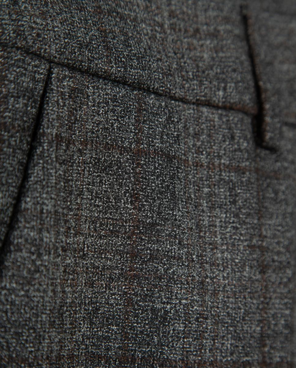Pantalón de mujer recto lana con dibujo de cuadros - Roberto Verino - Gris oscuro Gris oscuro-7