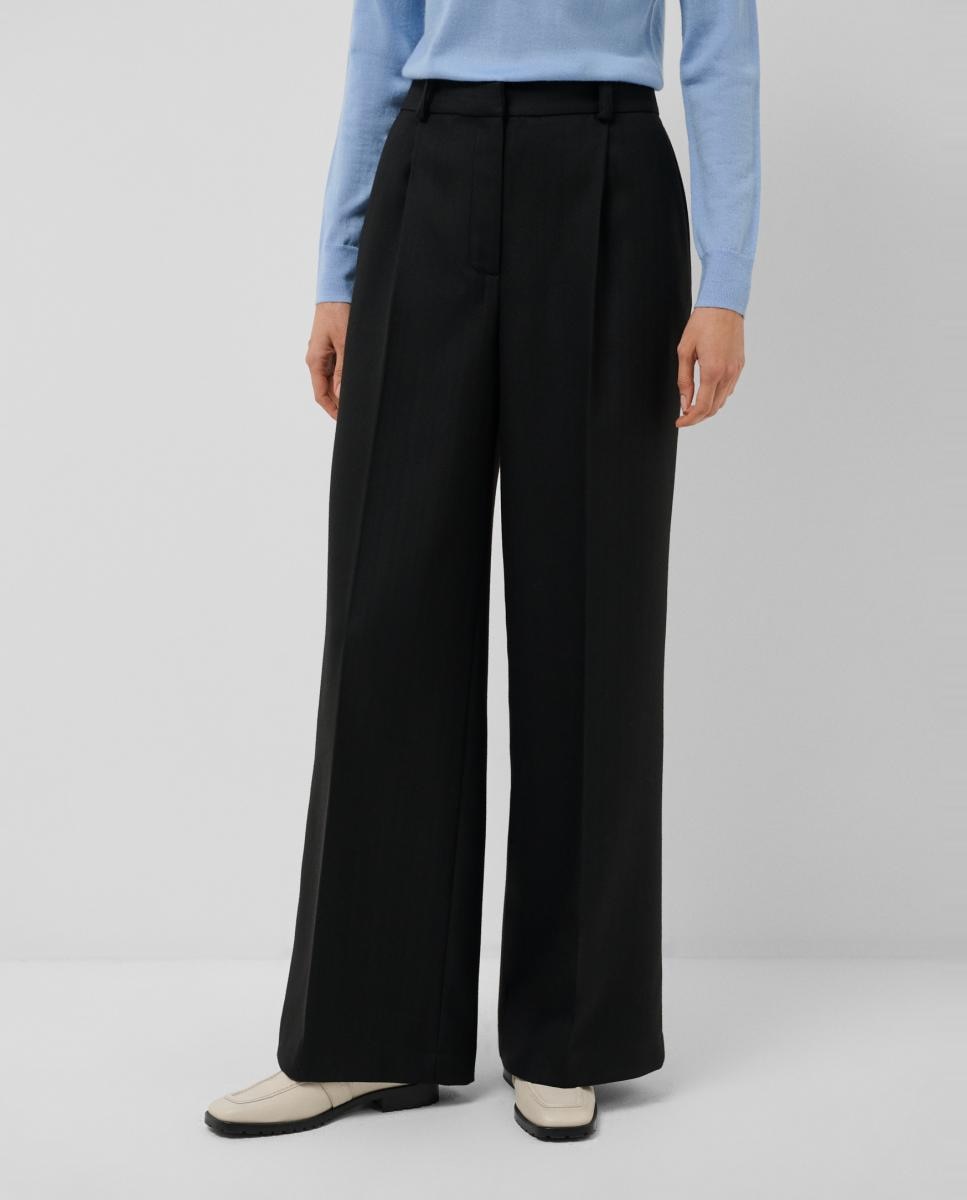 Imagen 0 de Pantalón de mujer ancho con pinzas Negro