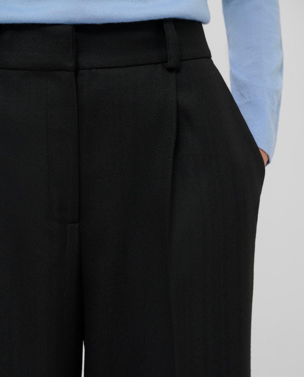 Pantalón de mujer ancho con pinzas - Roberto Verino - Negro Negro-3