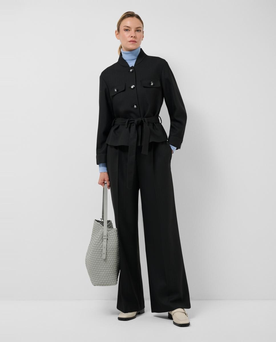 Pantalón de mujer ancho con pinzas - Roberto Verino - Negro Negro-5