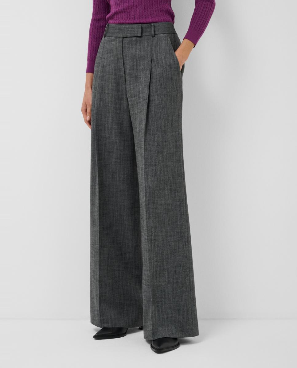Pantalón de mujer recto con pinzas espiga - Roberto Verino - Gris oscuro Gris oscuro-2
