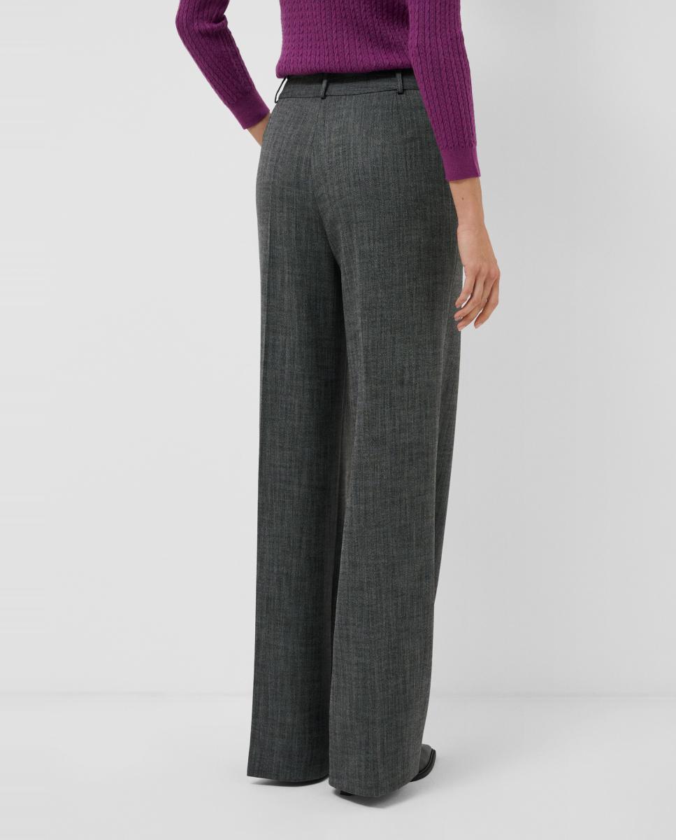 Pantalón de mujer recto con pinzas espiga - Roberto Verino - Gris oscuro Gris oscuro-4