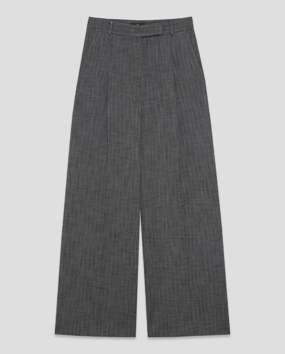 Pantalón de mujer recto con pinzas espiga - Roberto Verino - Gris oscuro Gris oscuro-6