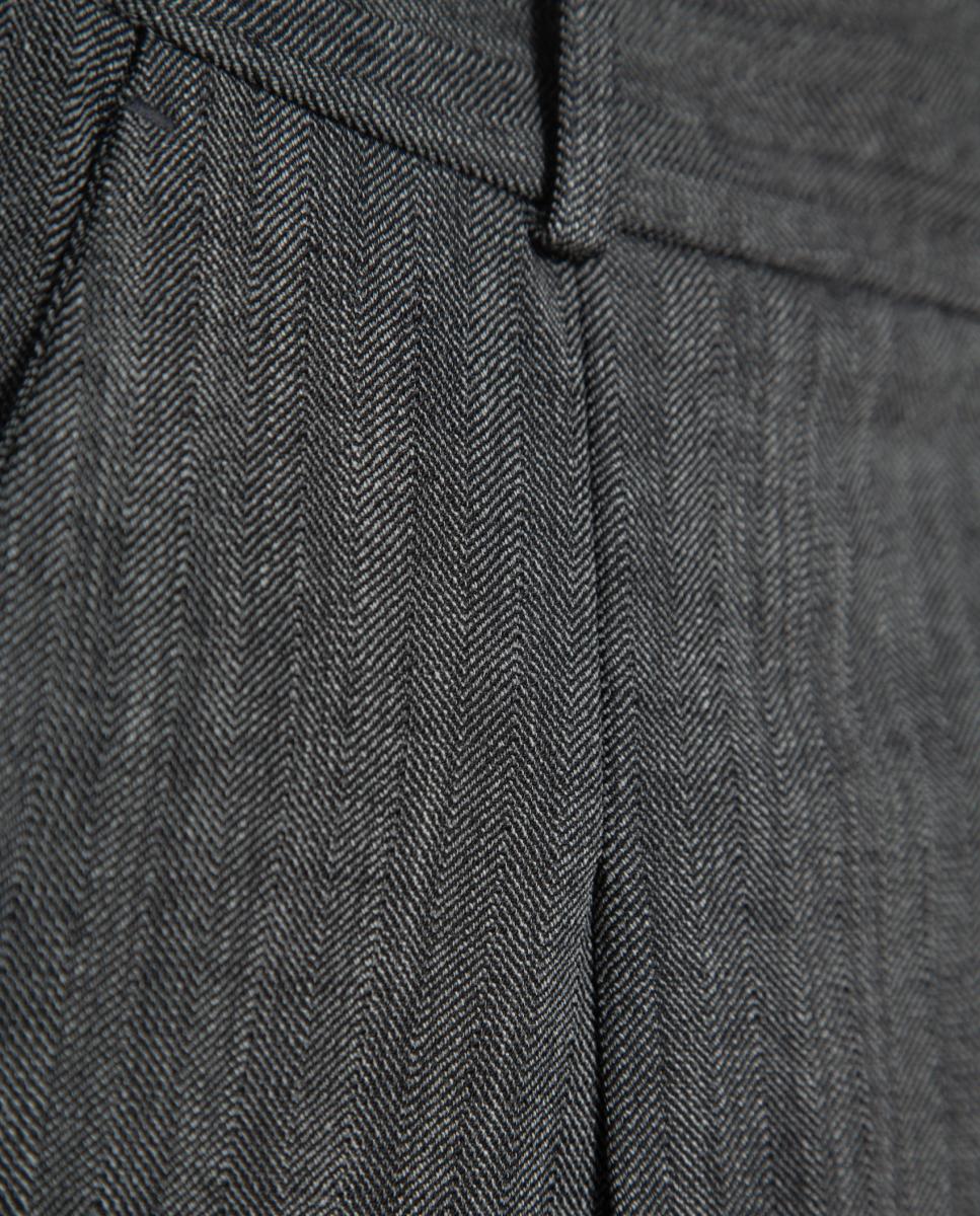 Pantalón de mujer recto con pinzas espiga - Roberto Verino - Gris oscuro Gris oscuro-7