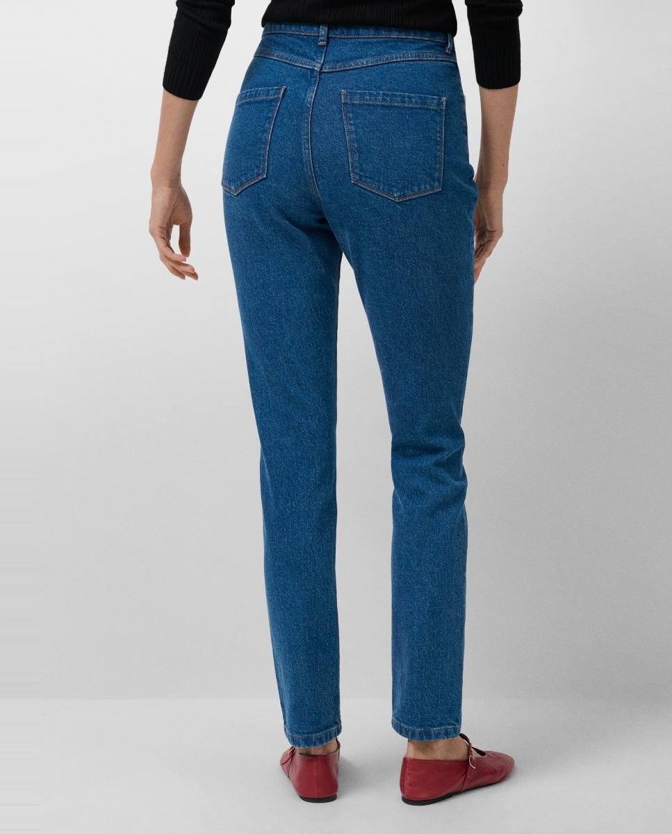 Jeans Slim com Cintura Subida Azul-marinho-4