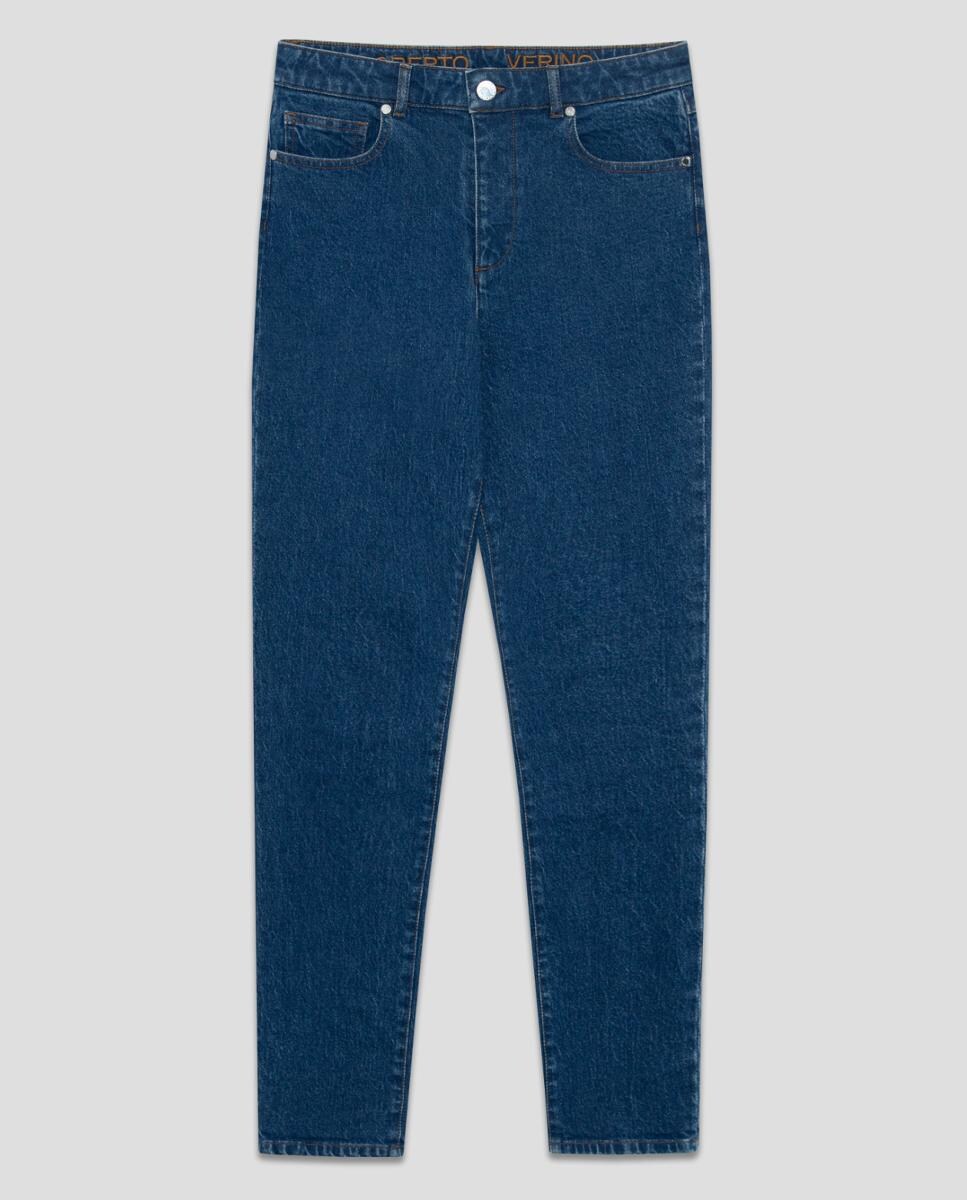 Jeans Slim com Cintura Subida Azul-marinho-6