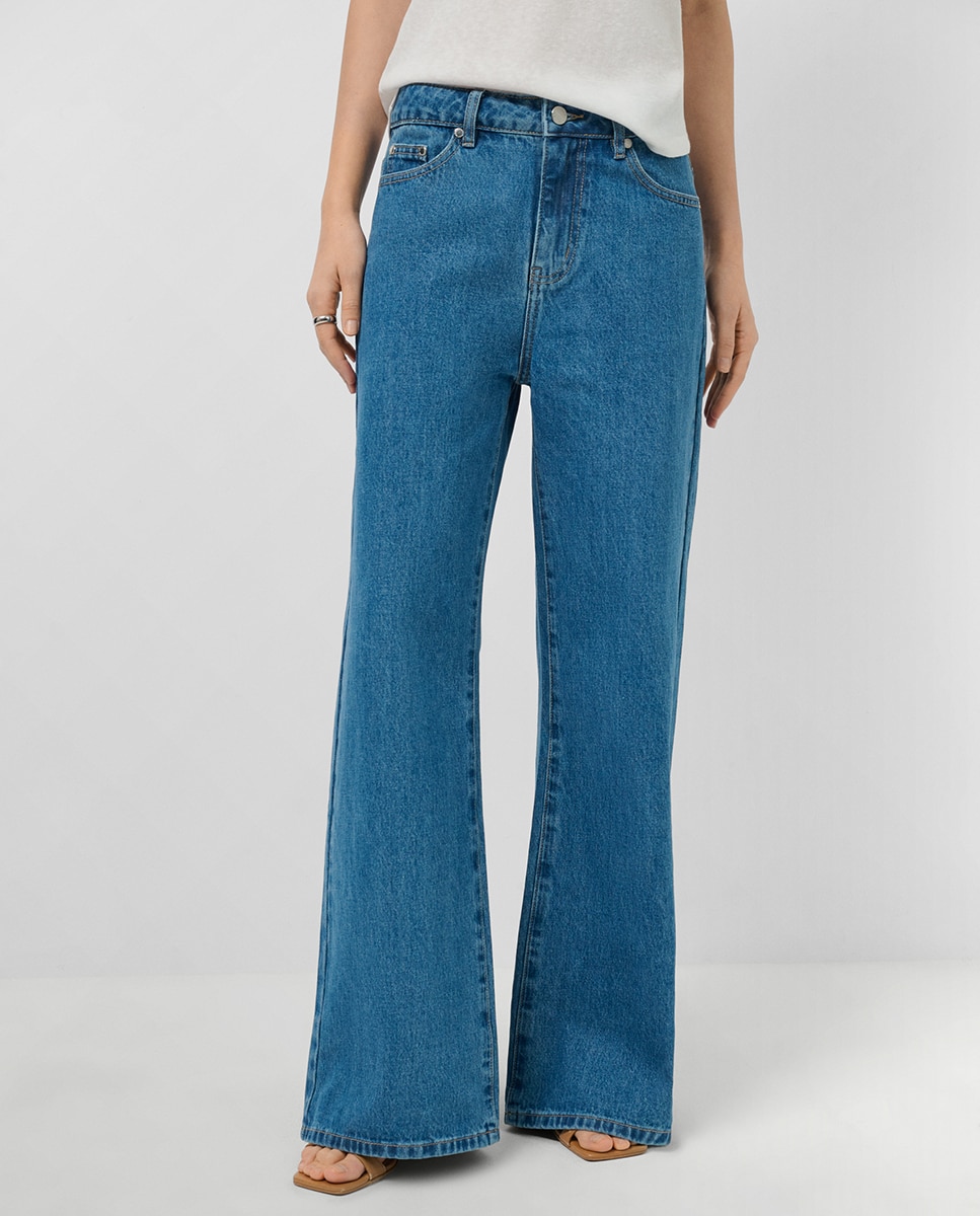 Jeans Largas Personalizadas na Cintura Azul-índigo-2
