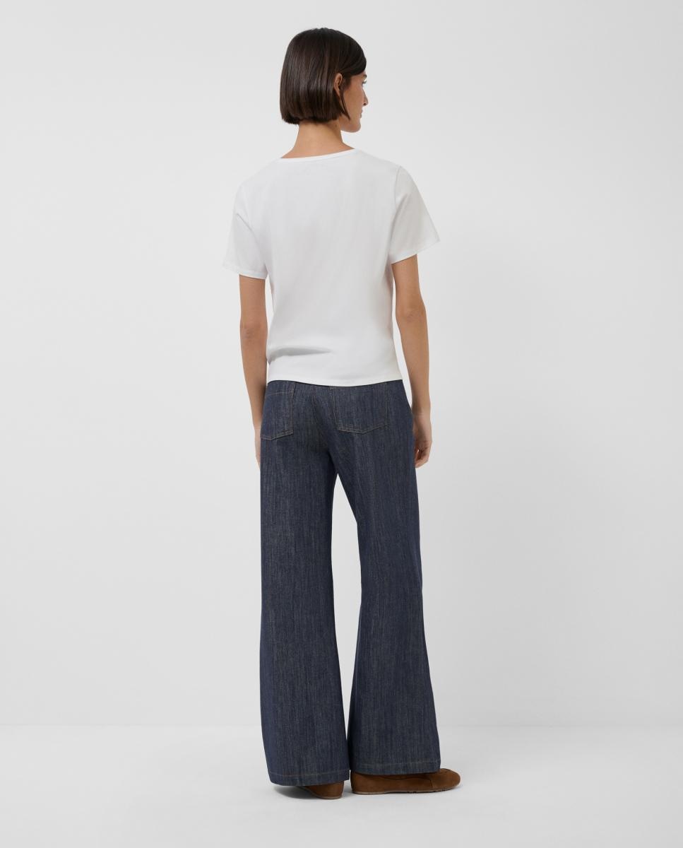 Jeans Largas Straight com Quatro Bolsos Azul-marinho-4